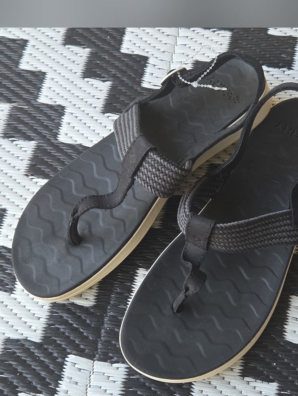Sperry Adriatic Sling Women's Size 8.5 Shoes Black Cushioned Thong Sandals